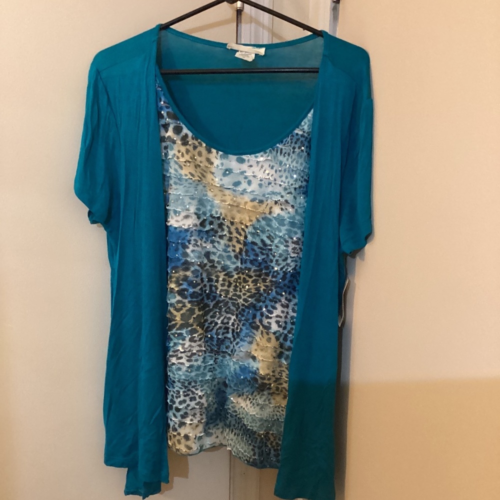 NEW lightweight Janeric Layered Tier Blouse Layer Size XL Eyelash Shell